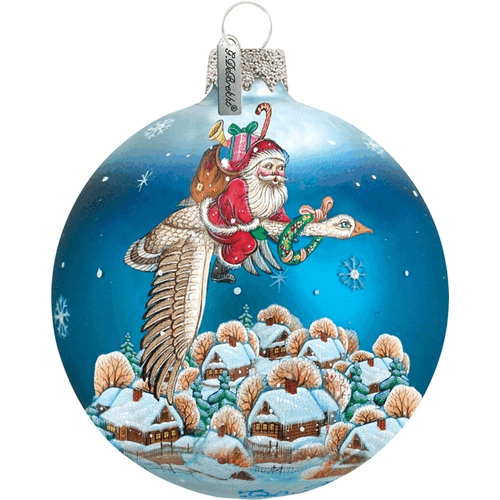 gDebrekht 73312 Holiday Splendor glass Santa On goose Ball 35 in - glass Ornament