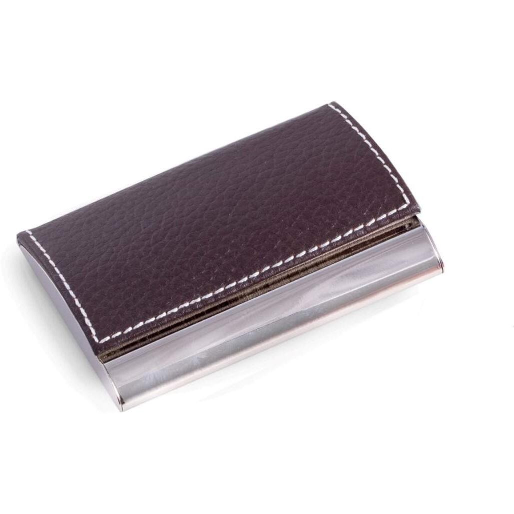 Bey-Berk International D253N Brown Leather Business card case with Magnetic Lid