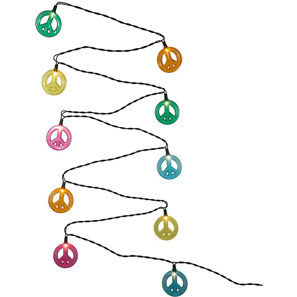 Kurt S Adler- Inc UL4223 Kurt Adler 10-Light Multicolored Peace Sign Light Set