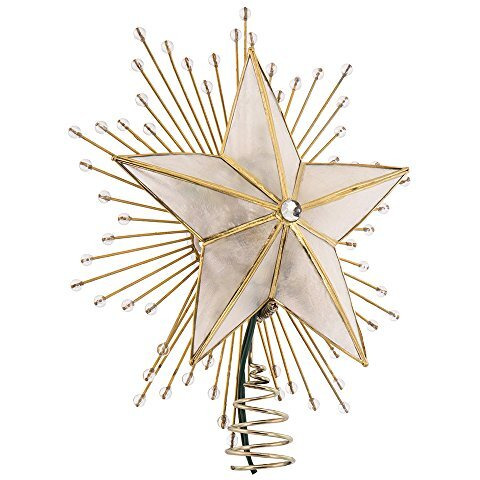 Kurt S Adler- Inc UL3073 Kurt Adler 10&apos&apos 5-Point capiz Star Treetop with Rays and Beads