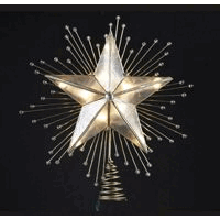 Kurt S Adler- Inc UL3073 Kurt Adler 10&apos&apos 5-Point capiz Star Treetop with Rays and Beads