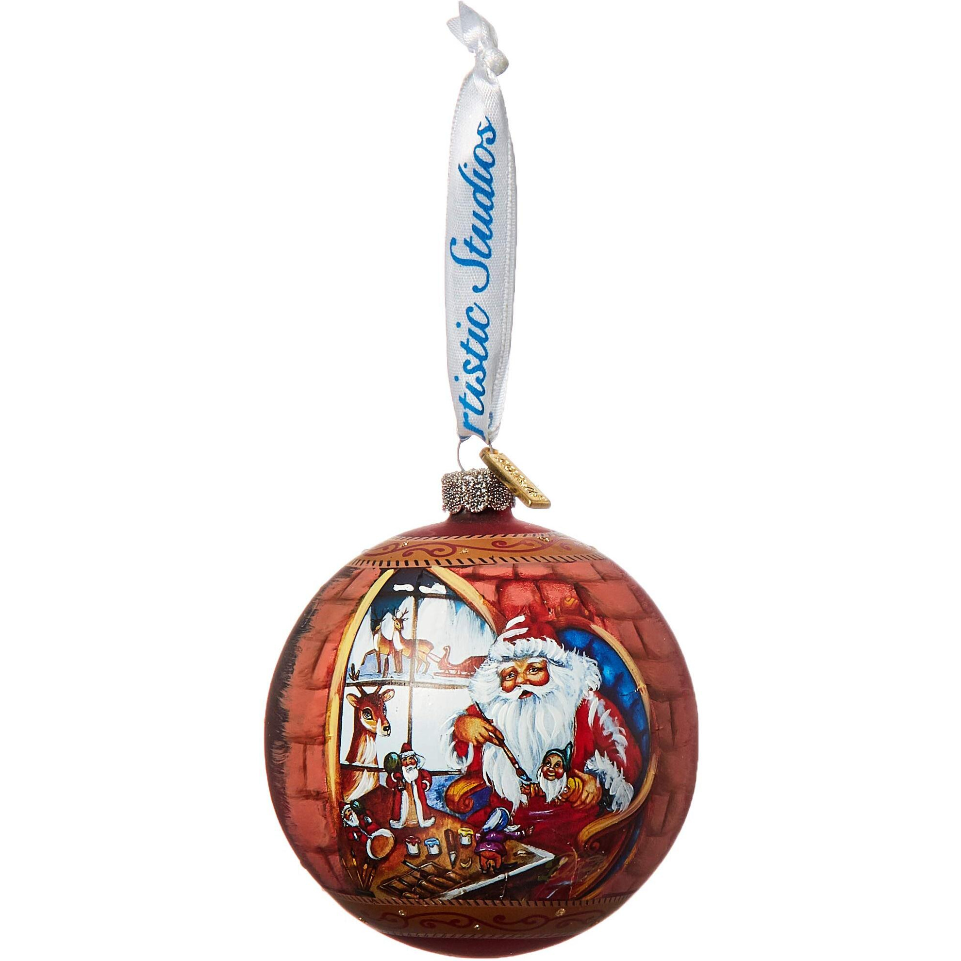 gDebrekht 73611 Holiday Splendor glass Santa Workshop Ball 35 in - glass Ornament