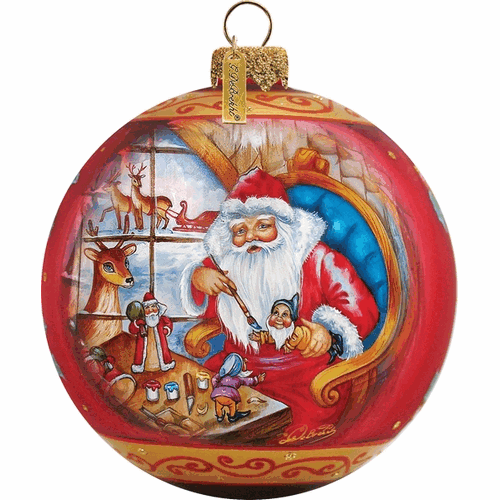 gDebrekht 73611 Holiday Splendor glass Santa Workshop Ball 35 in - glass Ornament