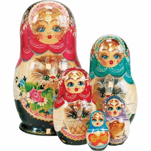 gDebrekht 1300943 Russia Nested Dolls Kitty cat 5 Nest Doll 65 in