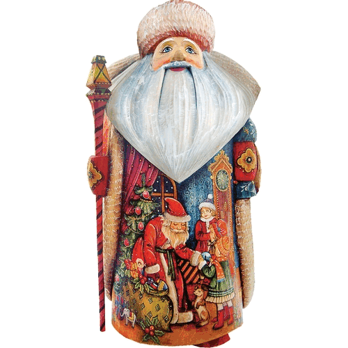 gDebrekht 241154 Woodcarving christmas gift giving Father Frost 13 in - Woodcarved Santa