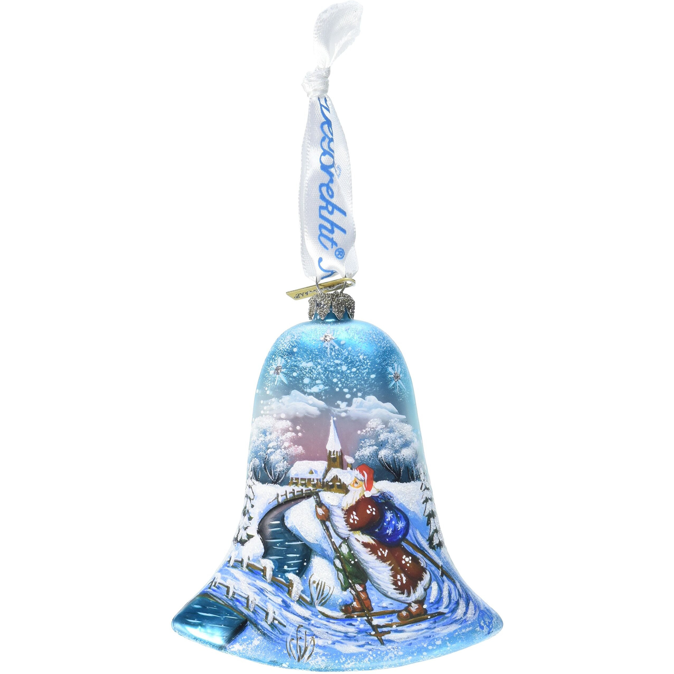 gDebrekht 73342 Holiday Splendor glass Santa On Ski Bell 35 in - glass Ornament