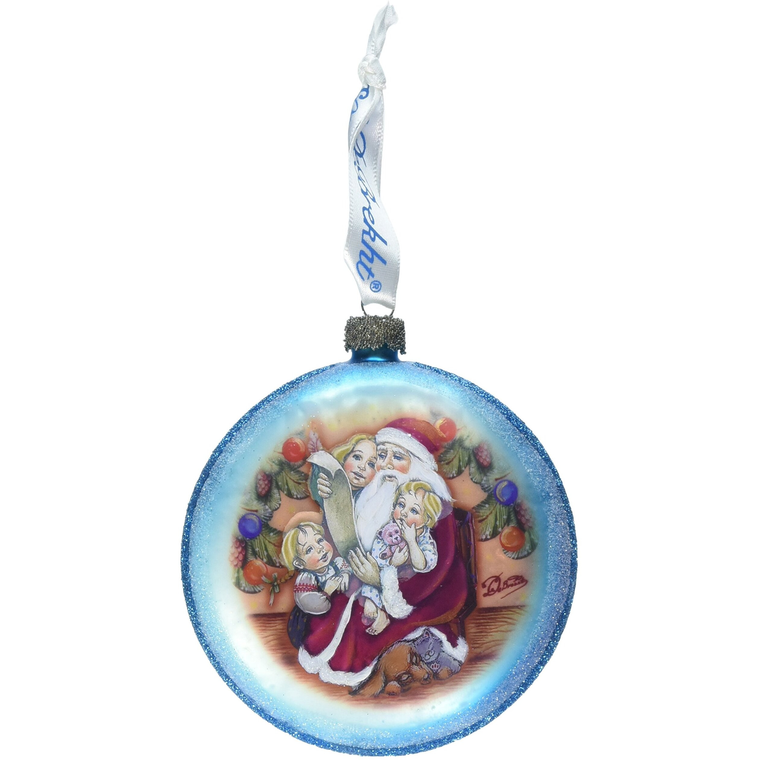 gDebrekht 744-011 Holiday Splendor glass Santas List circle 55 in -glass Ornament
