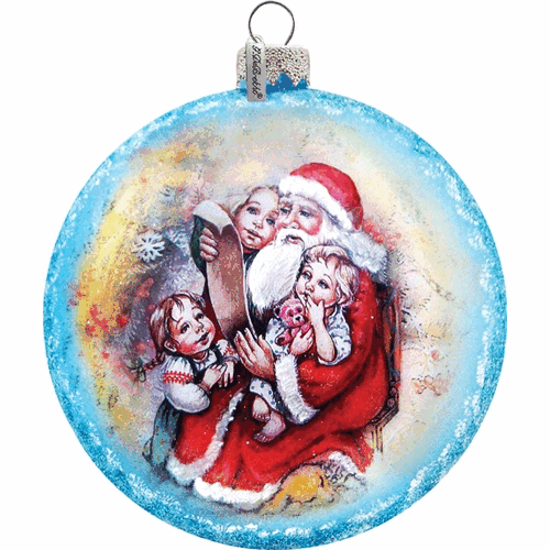 gDebrekht 744-011 Holiday Splendor glass Santas List circle 55 in -glass Ornament