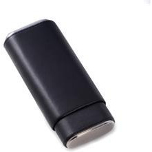 Bey-Berk International c253B Black Leather with chrome Accent & cedar Lined Telescoping Three cigar Holder