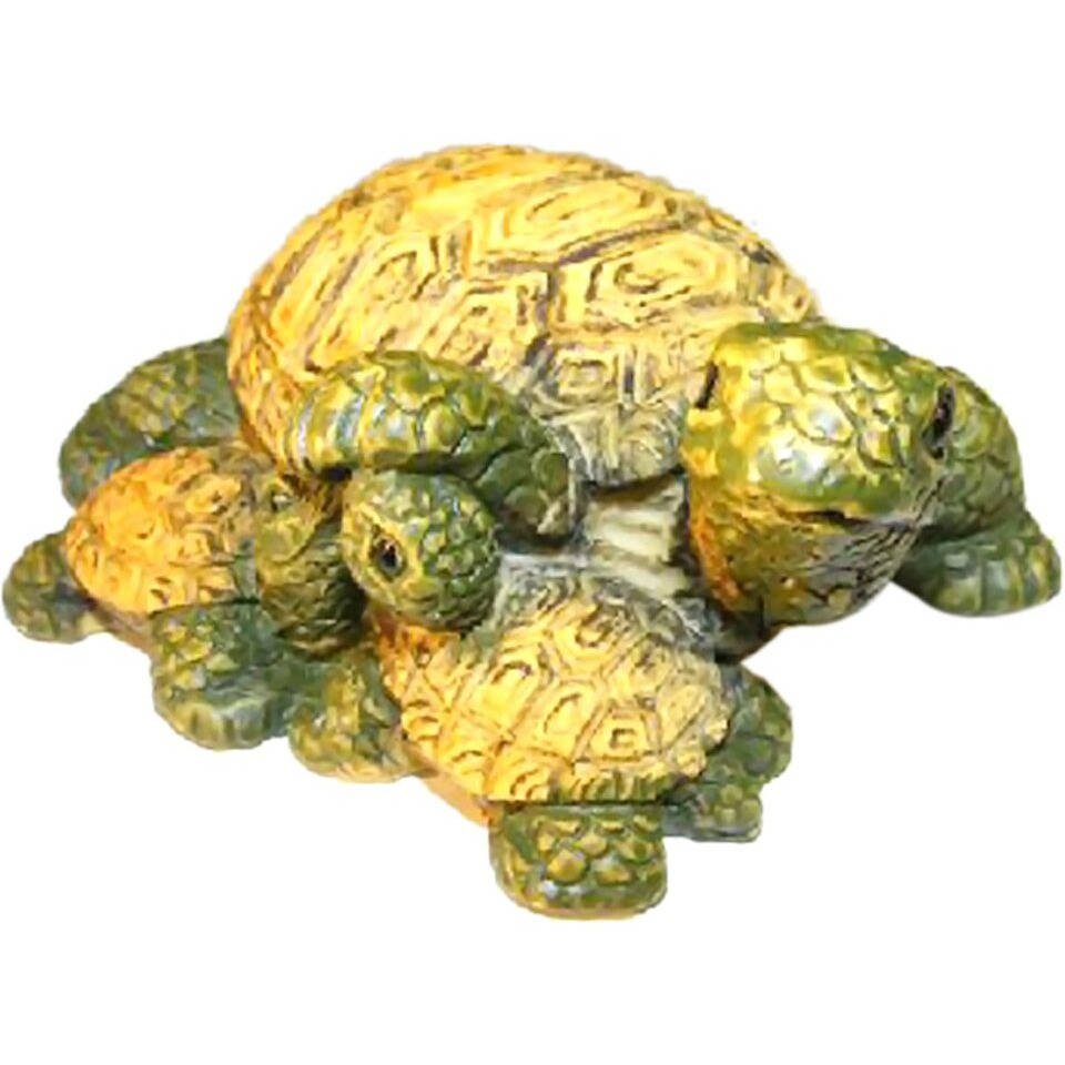 Bonsai Boy e3094 Miniature Turtle Figurine - Three Turtles - Two Turtles crawling Underneath