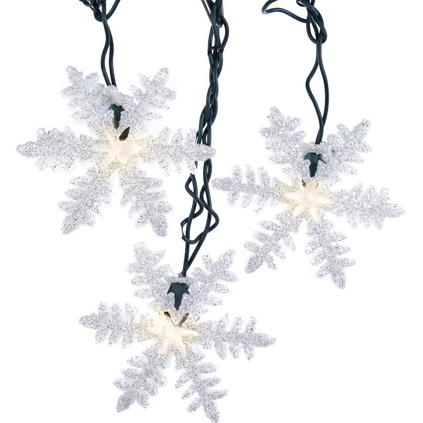 Kurt S Adler- Inc UL0894 Kurt Adler UL 10-Light White Snowflake Party Light Set