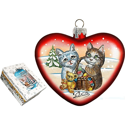 gDeBrekht 753-001 Kitty cats Love Heart glass Ornament