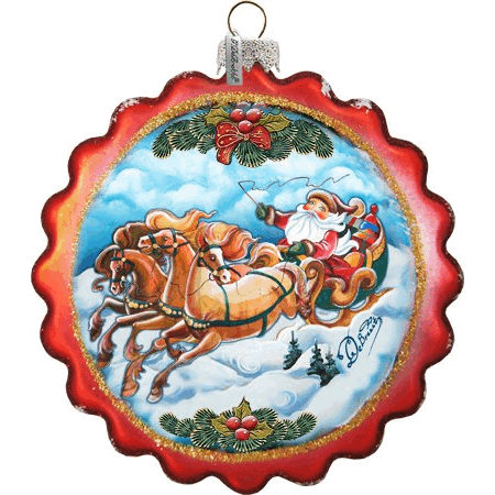 gDeBrekht 759-003 Sleigh Ride Flower glass Ornament