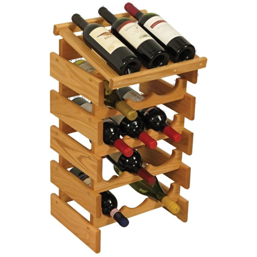 Wooden Mallet WRD34LO 15 Bottle Dakota Wine Rack with Display Top