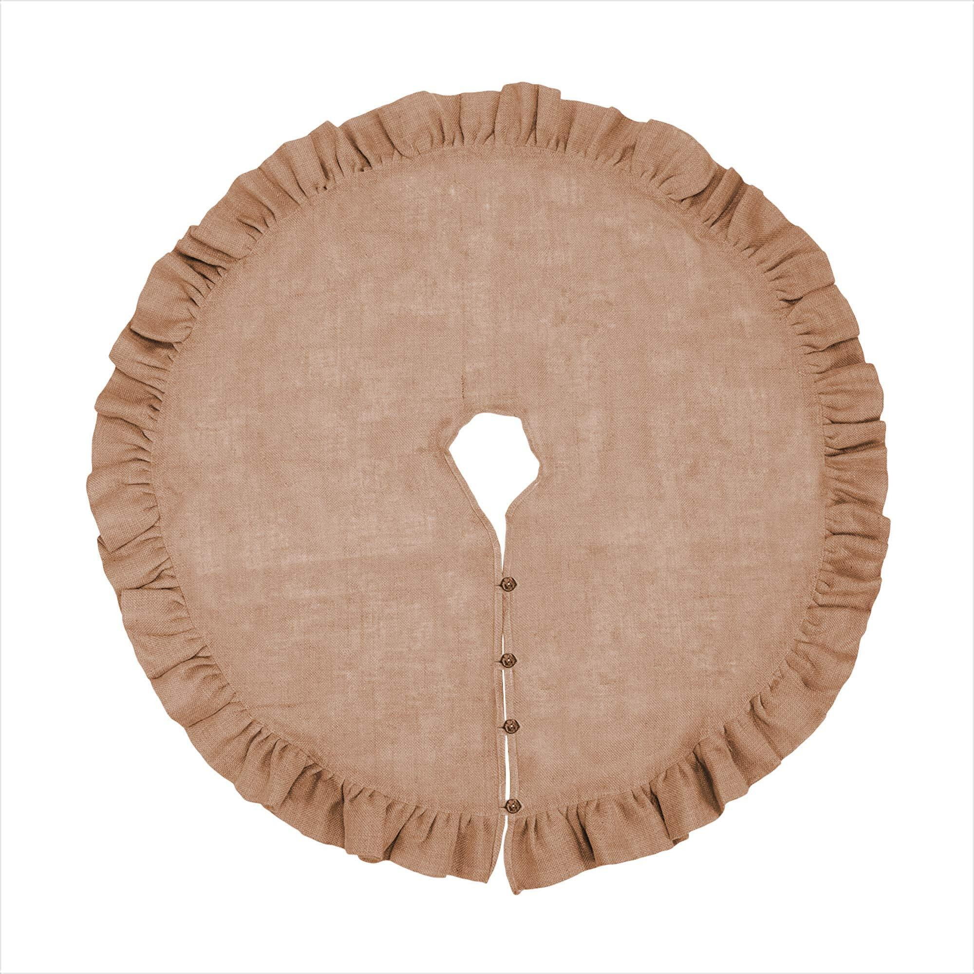 SARO 9613N53R 53 in Round Jute christmas Tree Skirt - Natural