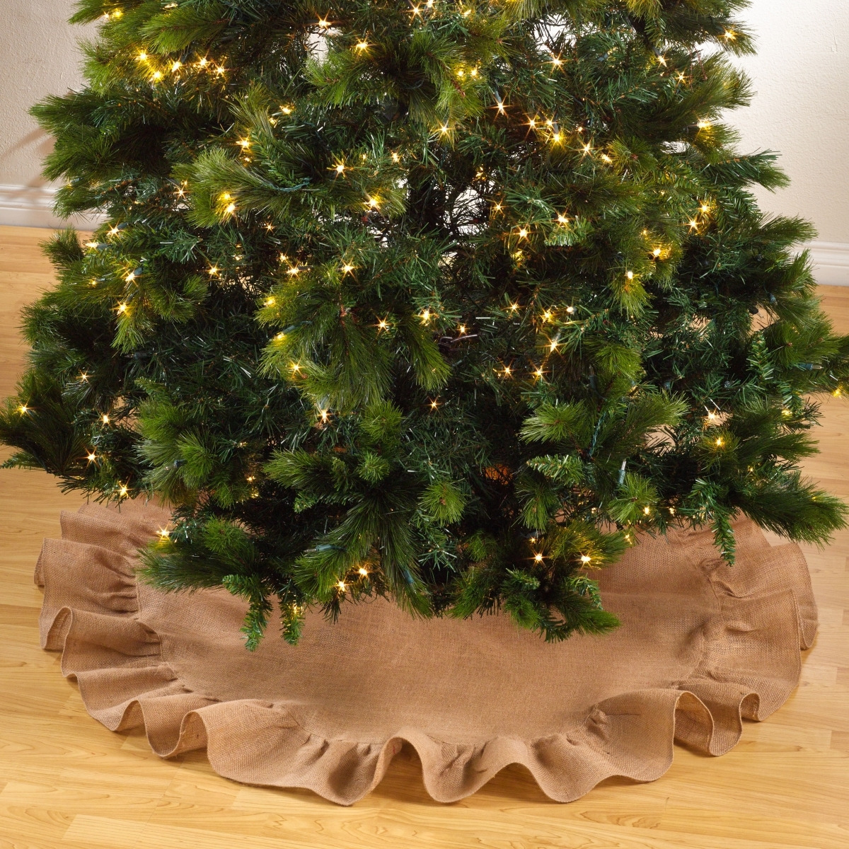 SARO 9613N53R 53 in Round Jute christmas Tree Skirt - Natural