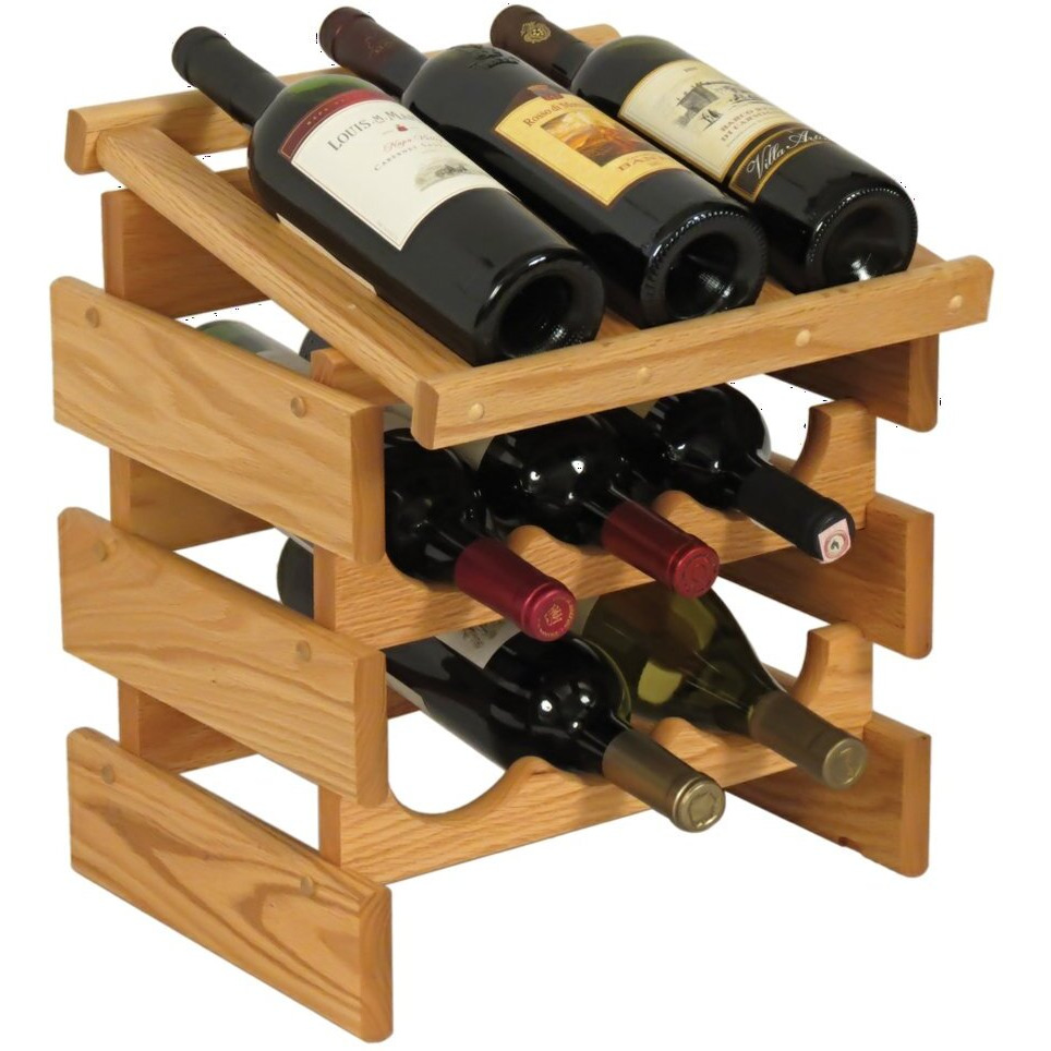 Wooden Mallet WRD32LO 9 Bottle Dakota Wine Rack with Display Top