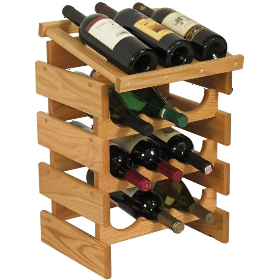 Wooden Mallet WRD33LO 12 Bottle Dakota Wine Rack with Display Top
