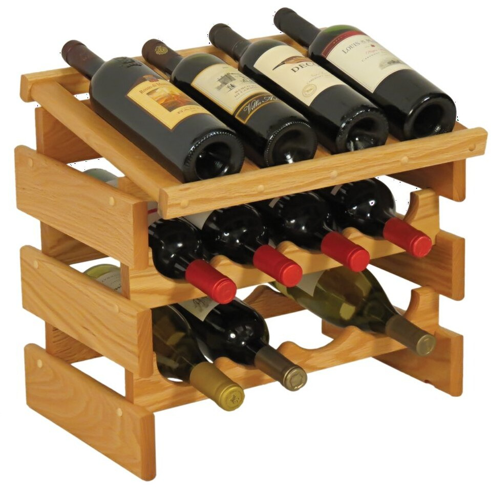 Wooden Mallet WRD42LO 12 Bottle Dakota Wine Rack with Display Top
