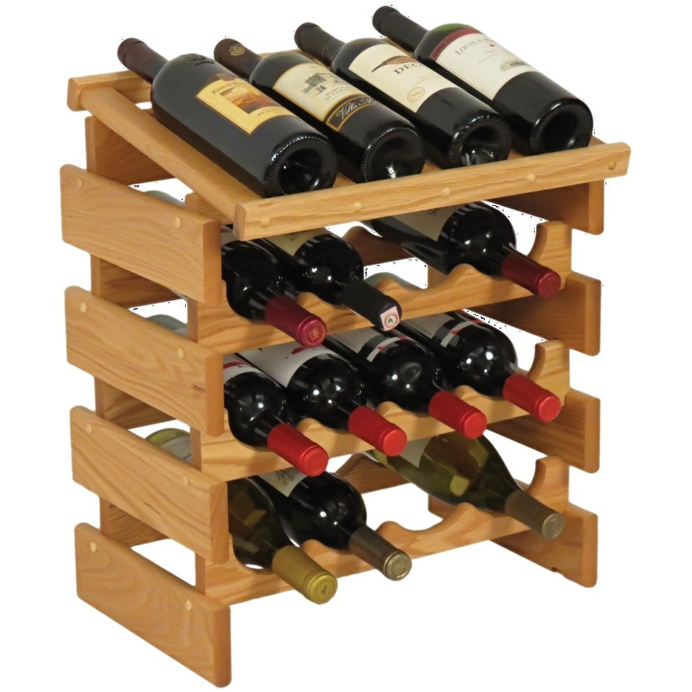 Wooden Mallet WRD43LO 16 Bottle Dakota Wine Rack with Display Top
