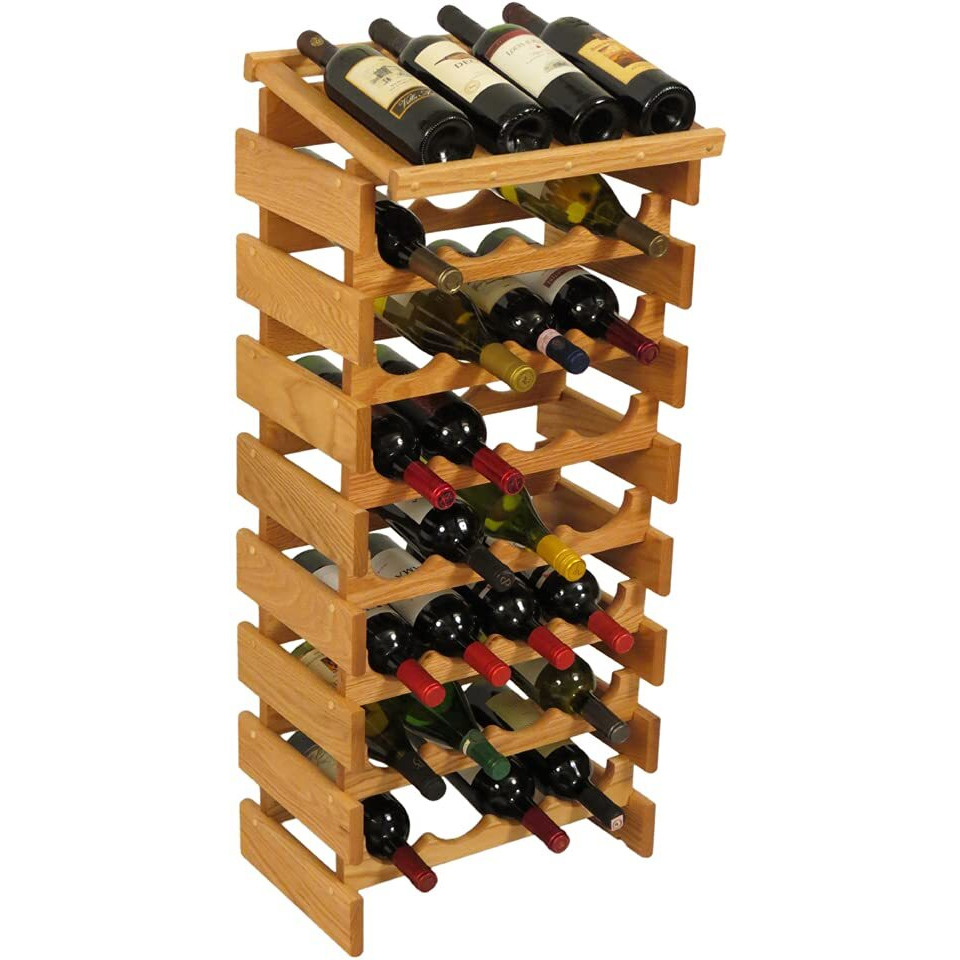Wooden Mallet WRD47LO 32 Bottle Dakota Wine Rack with Display Top