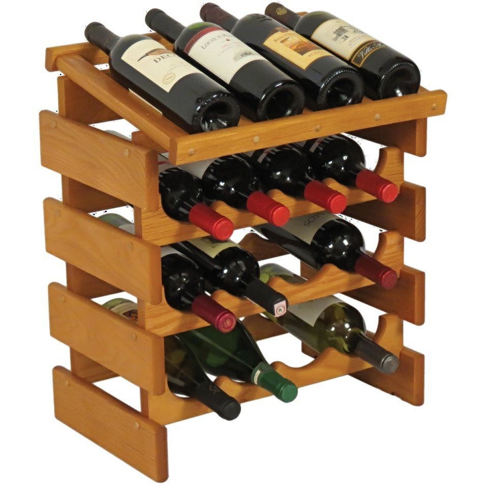 Wooden Mallet WRD43MO 16 Bottle Dakota Wine Rack with Display Top