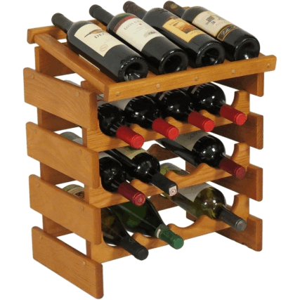 Wooden Mallet WRD43MO 16 Bottle Dakota Wine Rack with Display Top