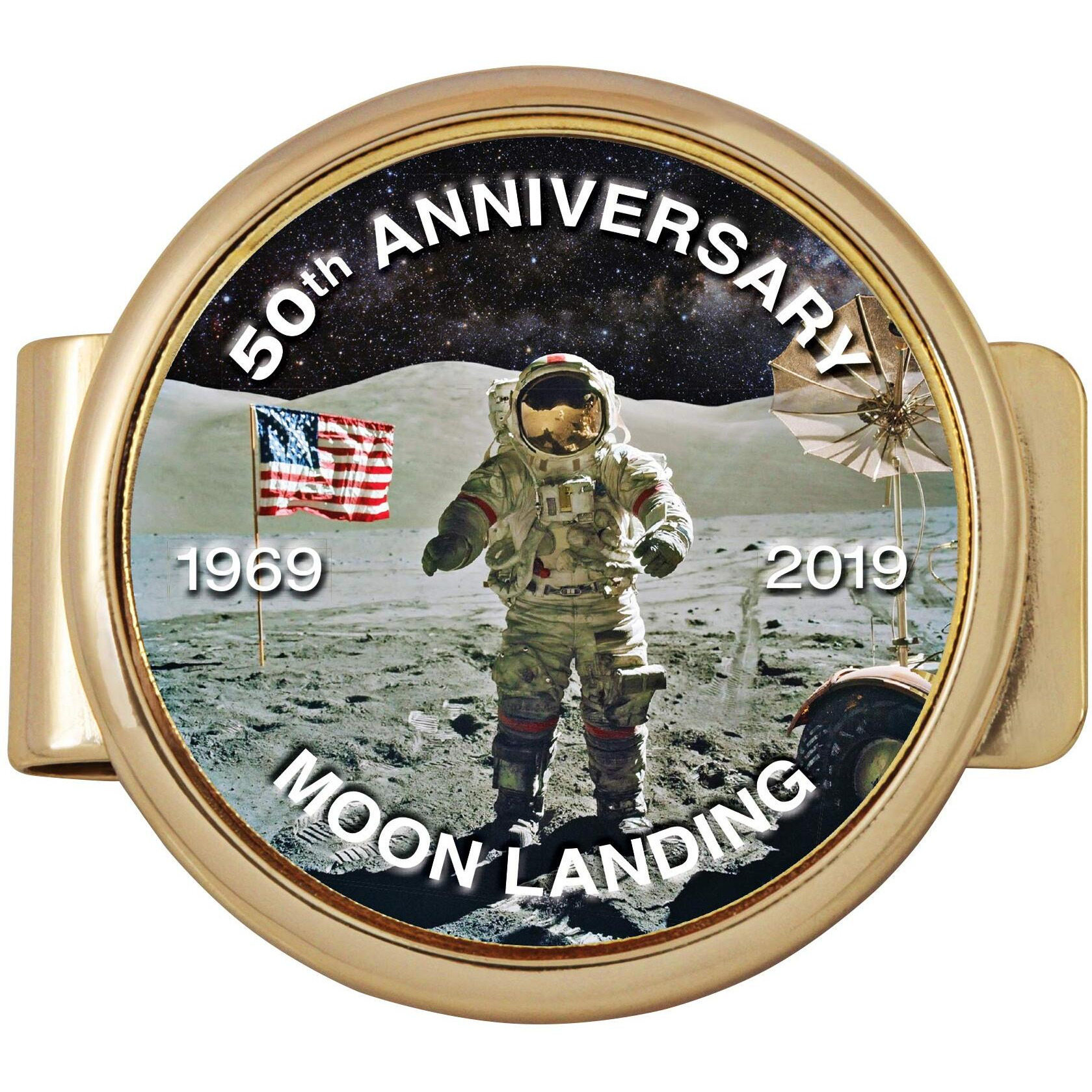 UPM global 15719 Moon Landing Bicentennial Eisenhower colorized Dollar gold Layered coin Money clip