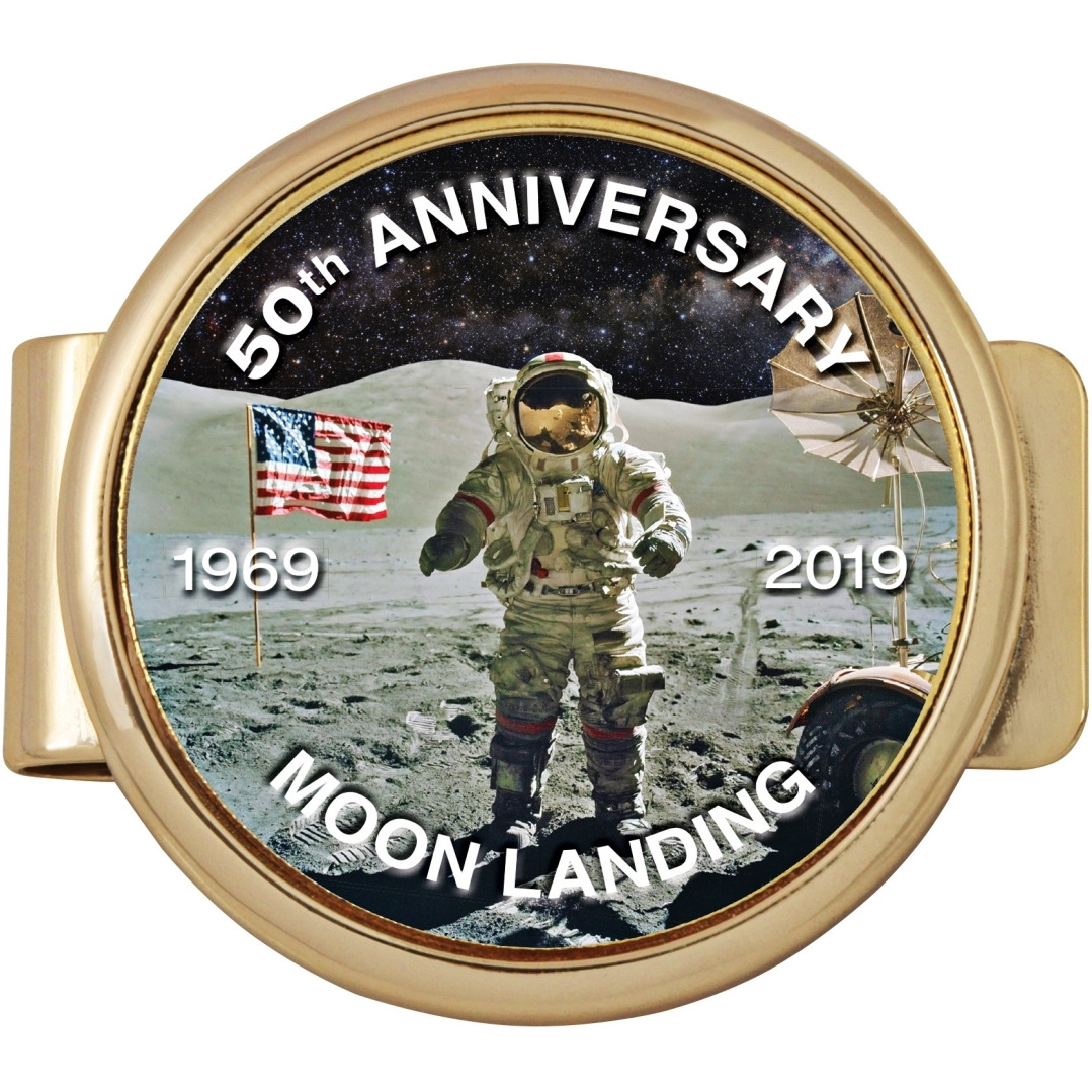 UPM global 15719 Moon Landing Bicentennial Eisenhower colorized Dollar gold Layered coin Money clip