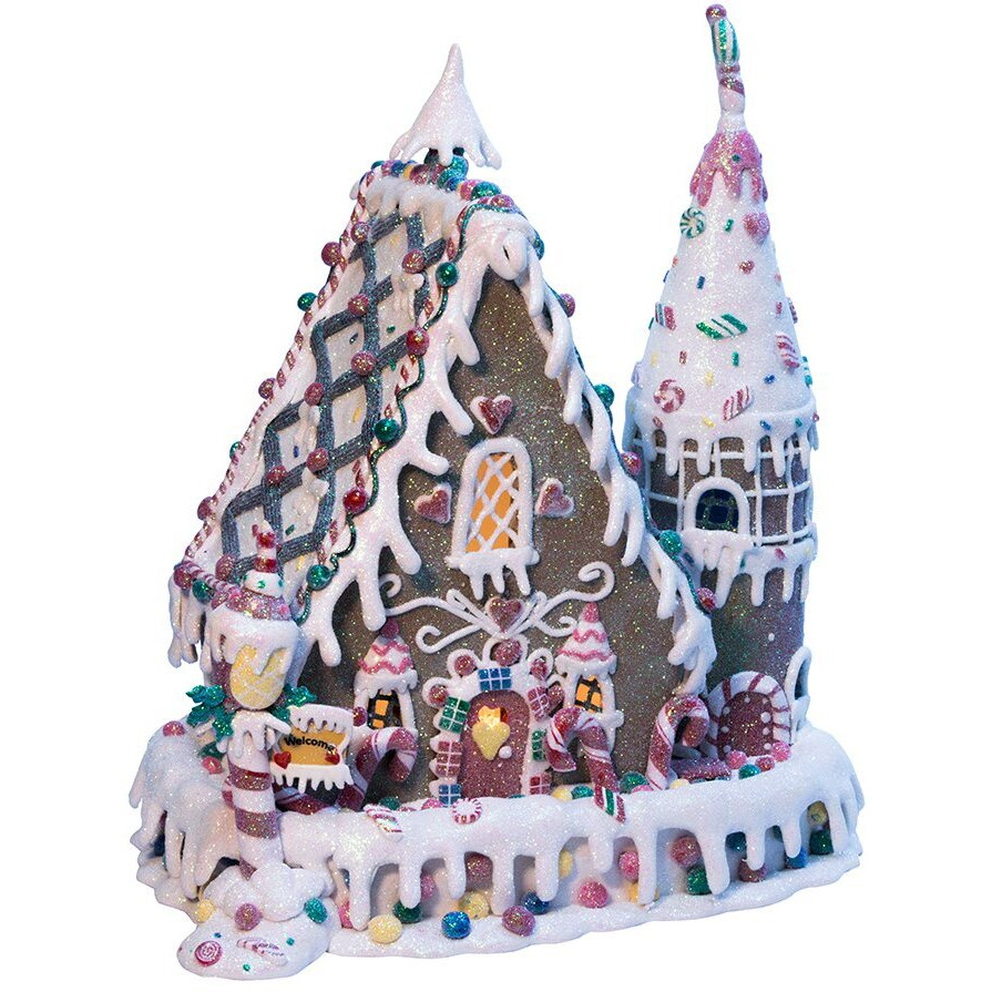 Kurt S Adler D2414 13 in claydough gingerbread Inn with c7 Bulb