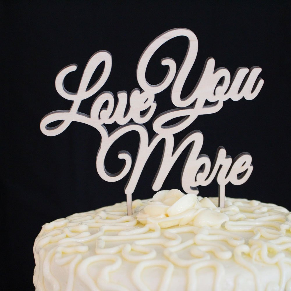 gDeBrekht 94110P Love You More Wooden Monogram cake Topper