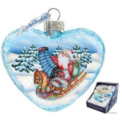 gDeBrekht 752-023 Love Heart Accordion Santa glass Ornament