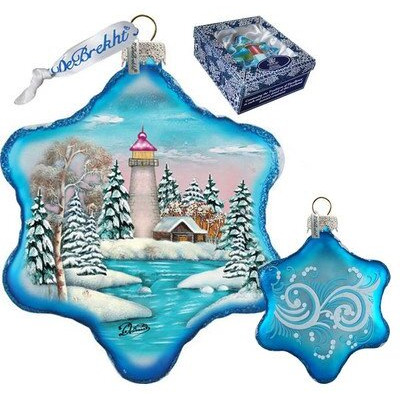gDeBrekht 754-007 Lighthouse Snowflake glass Ornament