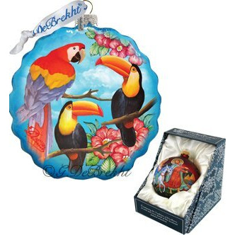 gDeBrekht 759-022 Tropical Birds Flower glass Ornament