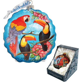 gDeBrekht 759-022 Tropical Birds Flower glass Ornament
