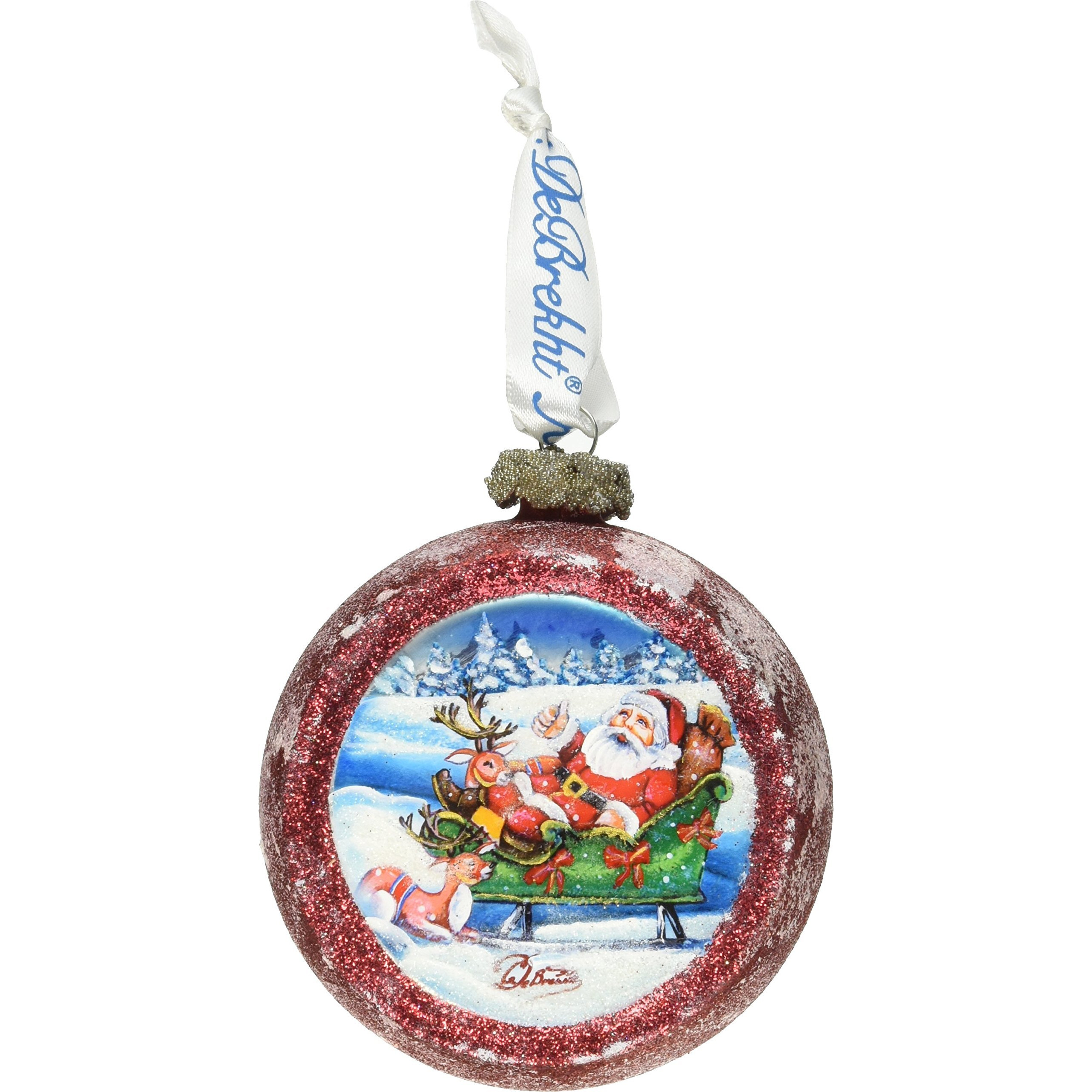 gDeBrekht 764-004 Joyful Sleigh Ride cut Ball glass Ornament