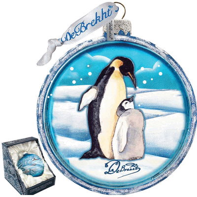 gDeBrekht 764-001 Penguin Pals cut Ball glass Ornament