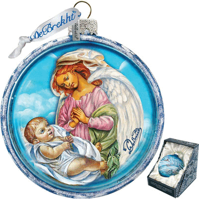 gDeBrekht 764-006 Jesus And Angel cut Ball glass Ornament