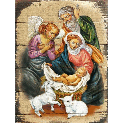 gDeBrekht 85020-08 Nativity Block Wooden Art-Board- 8 x 6 in