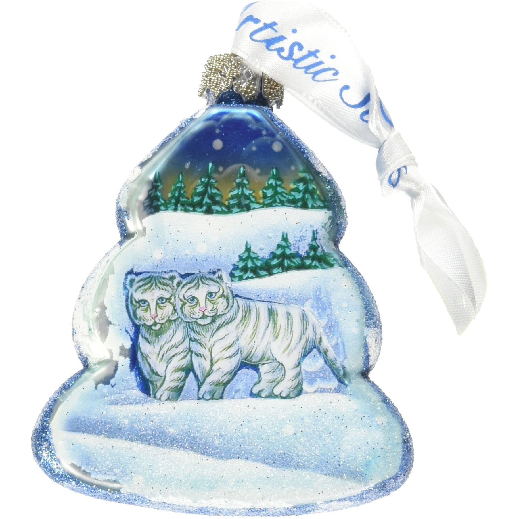 gDeBrekht 771017 Santas White Tiger cubs glass Ornament