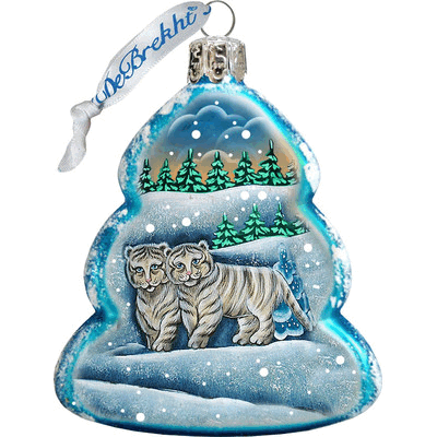 gDeBrekht 771017 Santas White Tiger cubs glass Ornament