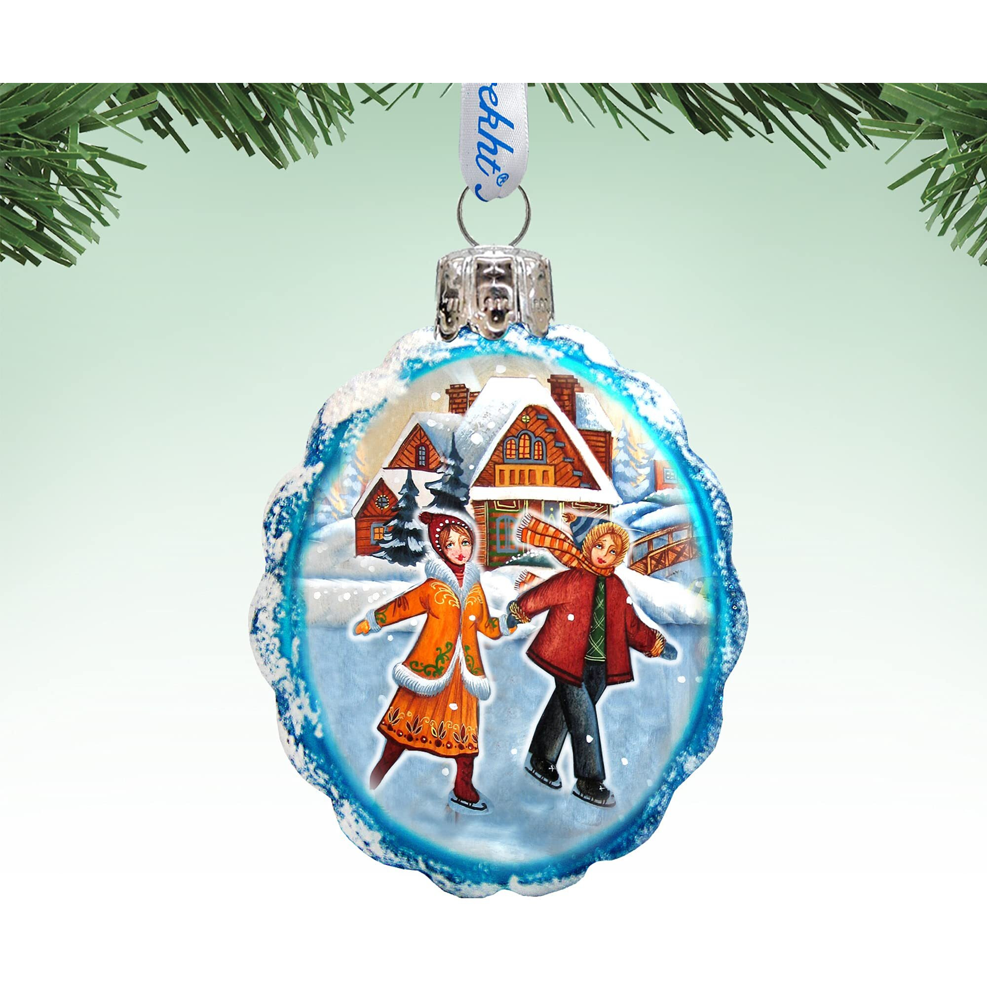 gDeBrekht 773022 Fun Skiing glass Ornament