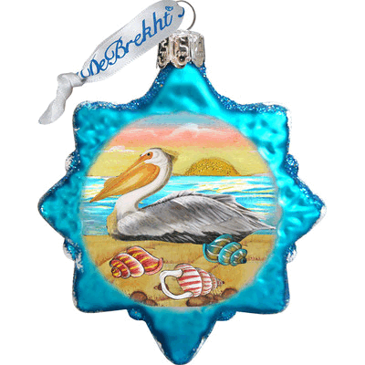 gDeBrekht 775478 Pelican Star coastal glass Ornament
