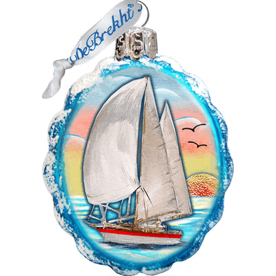 gDeBrekht 777371 Flower Sailboat coastal glass Ornament