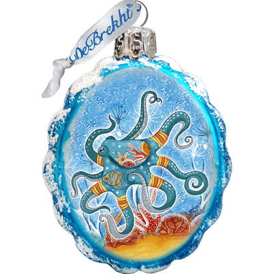 gDeBrekht 777374 Octopus coastal glass Ornament