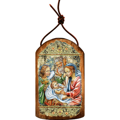 gDeBrekht 87049 Inspirational Icon Nativity With Angel Wooden Ornament