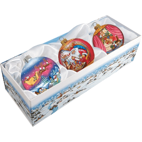 gDebrekht 73310-B3 Holiday Splendor glass Santa Ornament Set of 3 35 in - glass Ornament