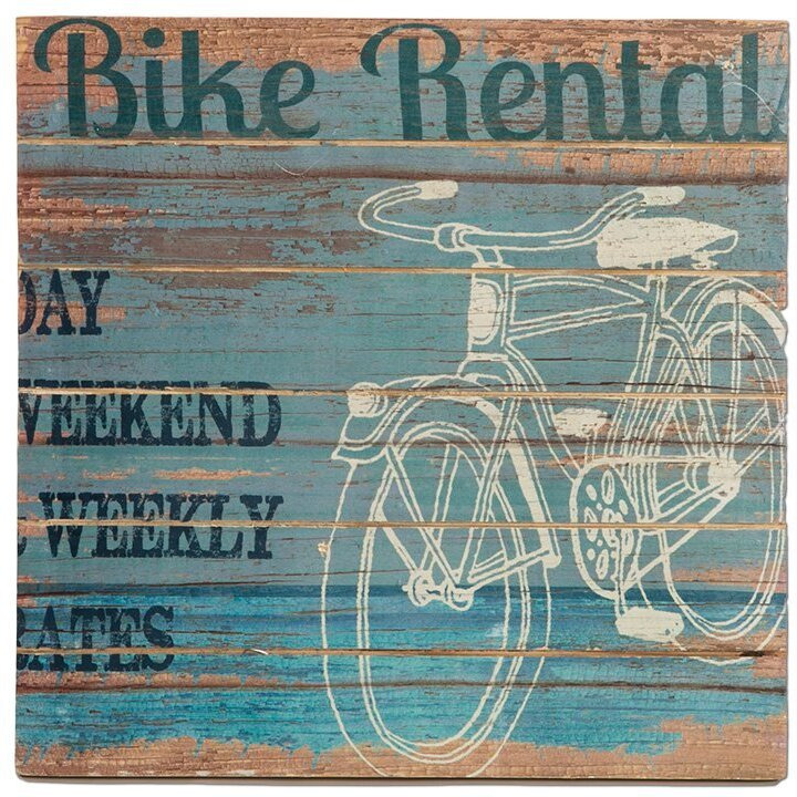 Heritage Lace BL-001 14 x 14 in Bike Beach Living Wall Art