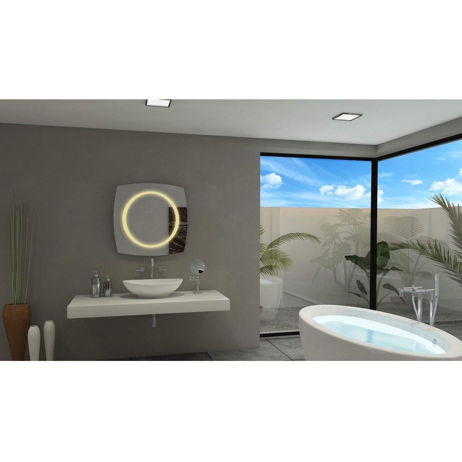 Paris Mirror HALO28283000 28 x 28 in Halo Illuminated LED Mirror with 3000K