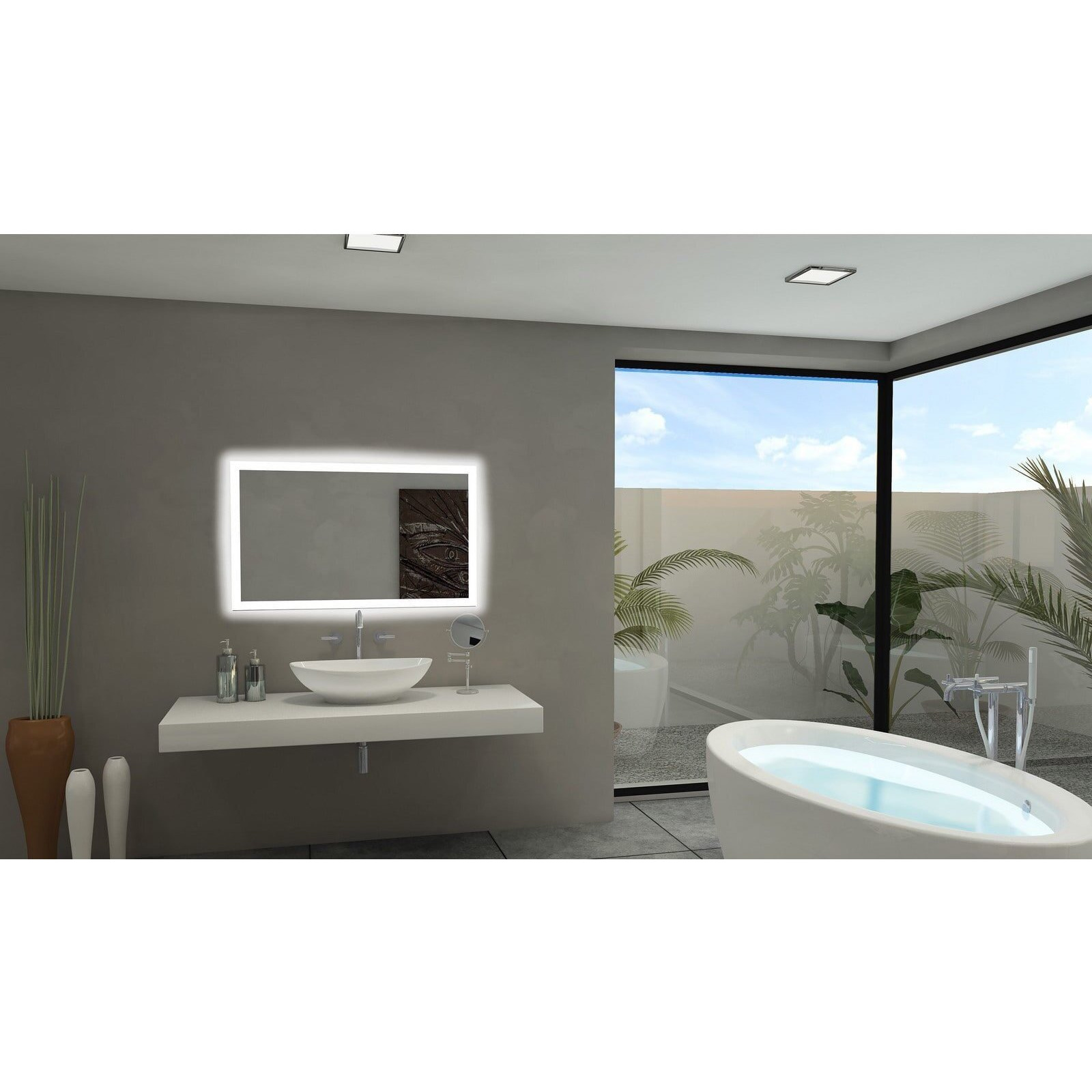 Paris Mirror 28 x 2 x 20 in Rectangle Mirror with 6000K LED Backlight